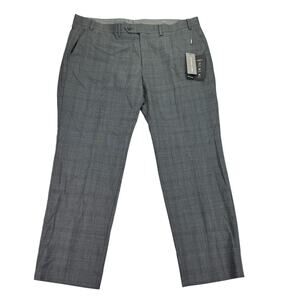 Michael Kors Mens Malone Classic Fit Plaid Stretch Suit Pants Gray Blue 40x29